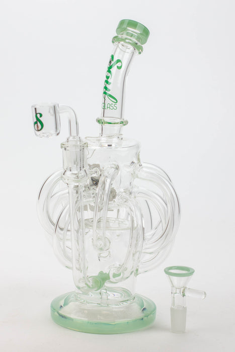 10" SOUL Glass/2-in-1/ten tube/ inline diffuser recycler [S2070]-Green - One Wholesale