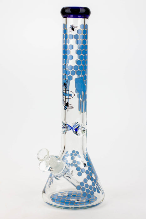 16" SOUL glass BEE / 9 mm / beaker glass bong  [S2076]-Blue - One Wholesale