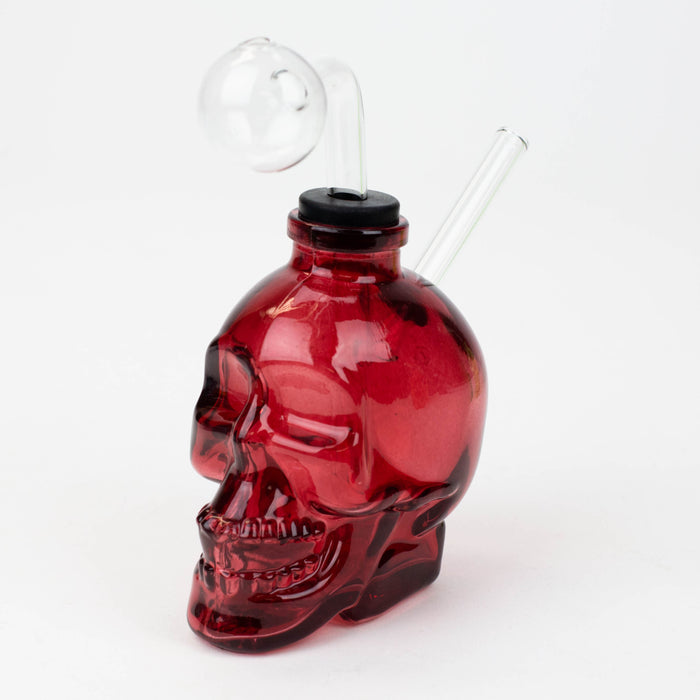 Soft Glass Skull oil bong Rig Canadian Distributor Dark Red