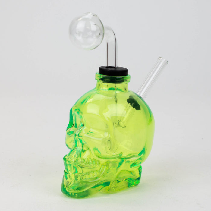 Soft Glass Skull oil bong Rig Canadian Distributor Green