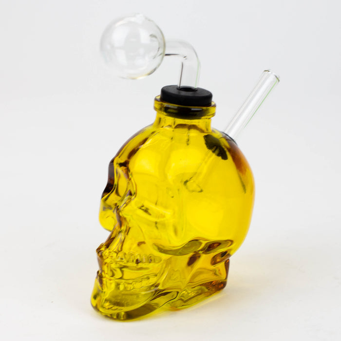 Soft Glass Skull oil bong Rig Canadian Distributor Yellow