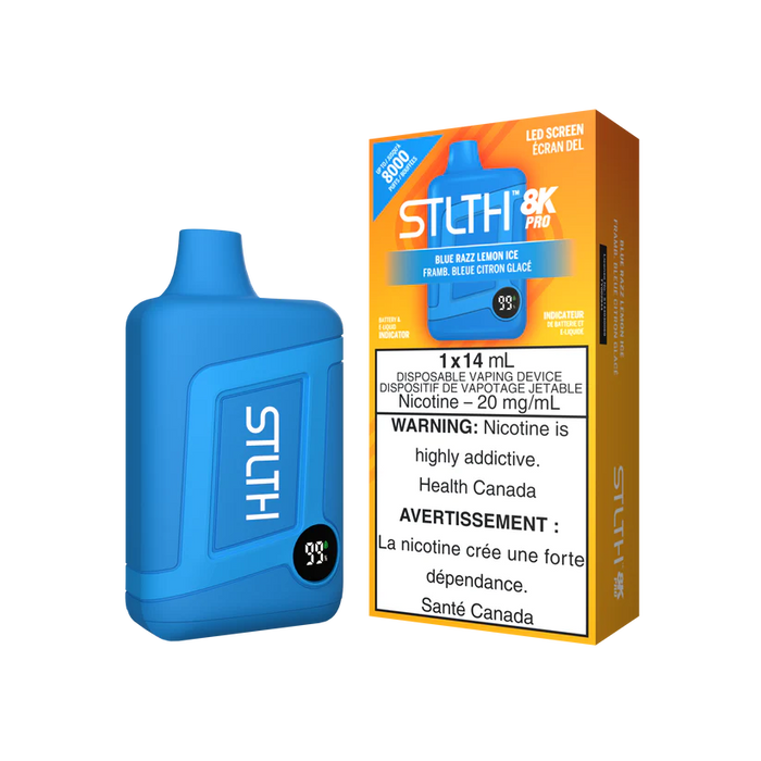 [ON] STLTH 8K PRO Disposable 20mg Box of 5 Ontario Excise Tax ONE BLUE RAZZ LEMON ICE