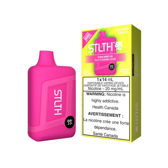 [ON] STLTH 8K PRO Disposable 20mg Box of 5 Ontario Excise Tax ONE CITRUS BURST ICE