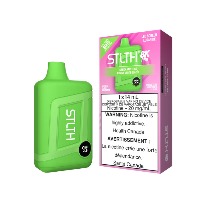 [ON] STLTH 8K PRO Disposable 20mg Box of 5 Ontario Excise Tax ONE GREEN APPLE ICE