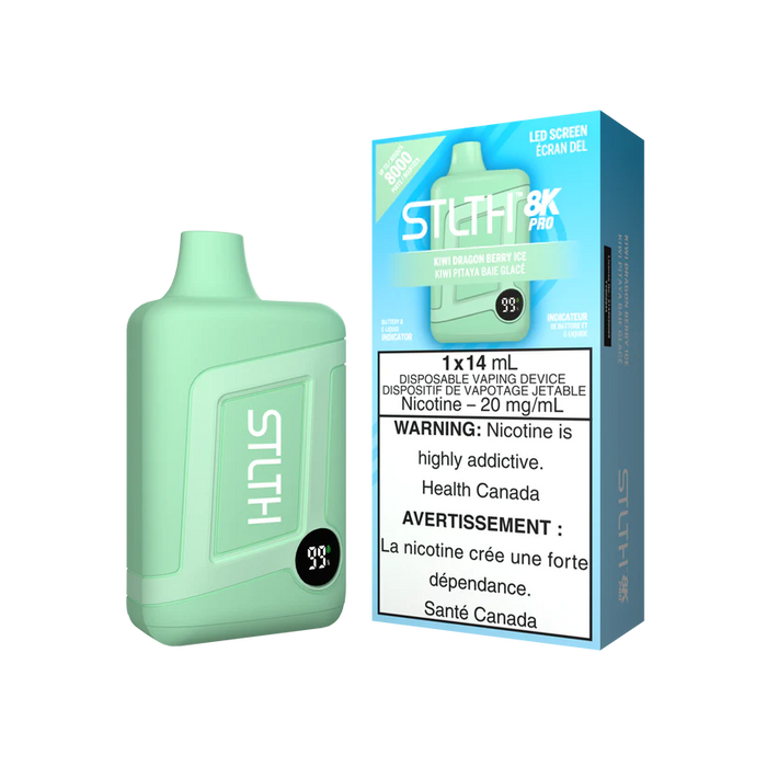 [ON] STLTH 8K PRO Disposable 20mg Box of 5 Ontario Excise Tax ONE KIWI DRAGON BERRY ICE