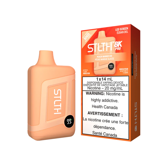 [ON] STLTH 8K PRO Disposable 20mg Box of 5 Ontario Excise Tax ONE PEACH MANGO ICE