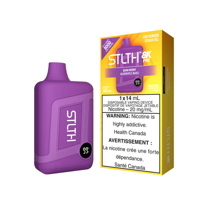 [ON] STLTH 8K PRO Disposable 20mg Box of 5 Ontario Excise Tax ONE QUAD BERRY