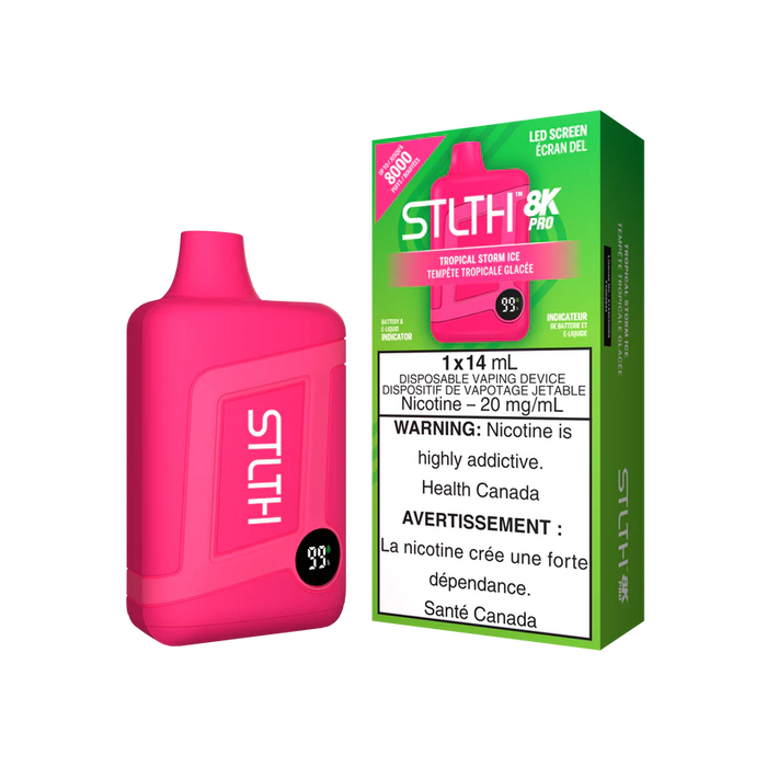 [ON] STLTH 8K PRO Disposable 20mg Box of 5 Ontario Excise Tax ONE TROPICAL STORM ICE