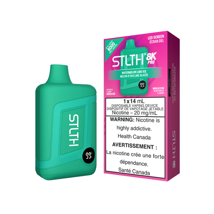 [ON] STLTH 8K PRO Disposable 20mg Box of 5 Ontario Excise Tax ONE WATERMELON LIME ICE