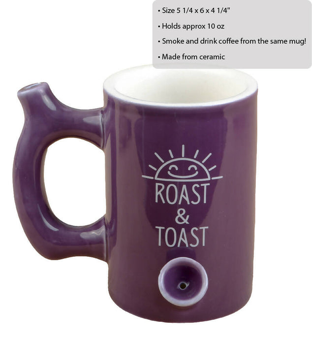 ROAST & TOAST PIPE MUG - PLUM COLOR WITH WHITE PRINT