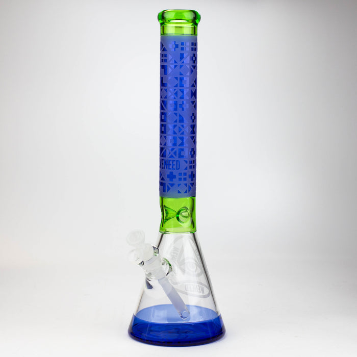 WENEED®-18" Cipher Text Beaker 7mm Bongs WENEED® Green/Blue