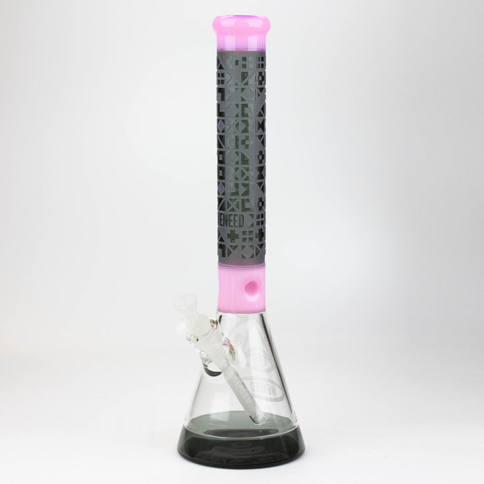 WENEED®-18" Cipher Text Beaker 7mm Bongs WENEED® Pink/Black