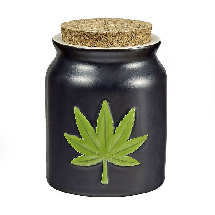 GREEN LEAF STASH JAR - EMBOSSED LEAF