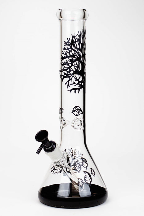 15" Tree of Life classic beaker glass bong-Black - One Wholesale