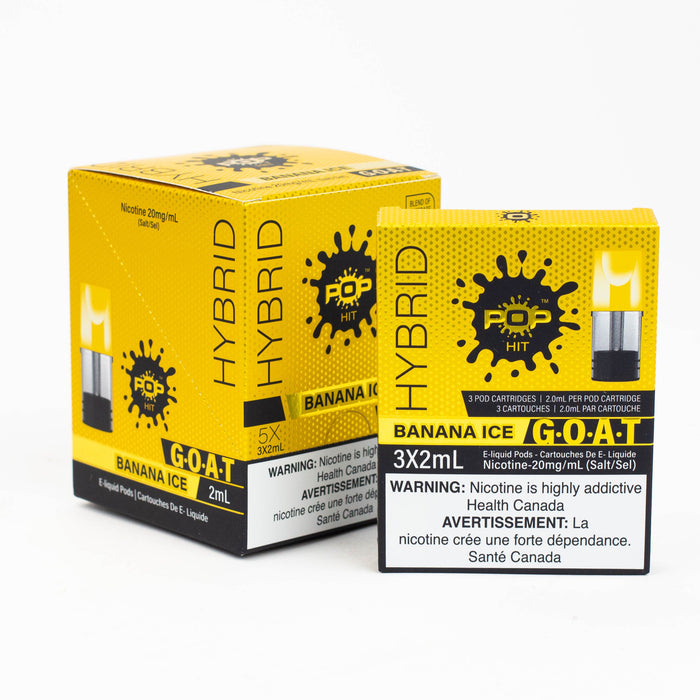 Pop Hit HYBRID G.O.A.T STLTH Compatible Pods Box of 5 packs (20 mg/mL) Federal Excise Tax ONE Banana Ice