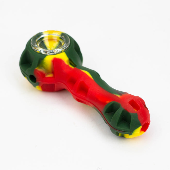 Silicone hand pipe with glass bowl and Dab tool Jar of 10 Silicone Pipe ONE