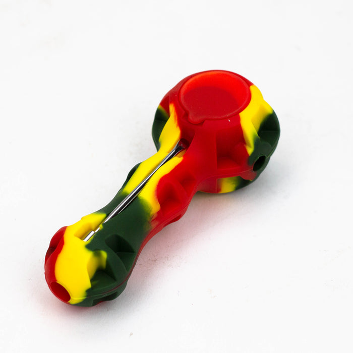 Silicone hand pipe with glass bowl and Dab tool Jar of 10 Silicone Pipe ONE