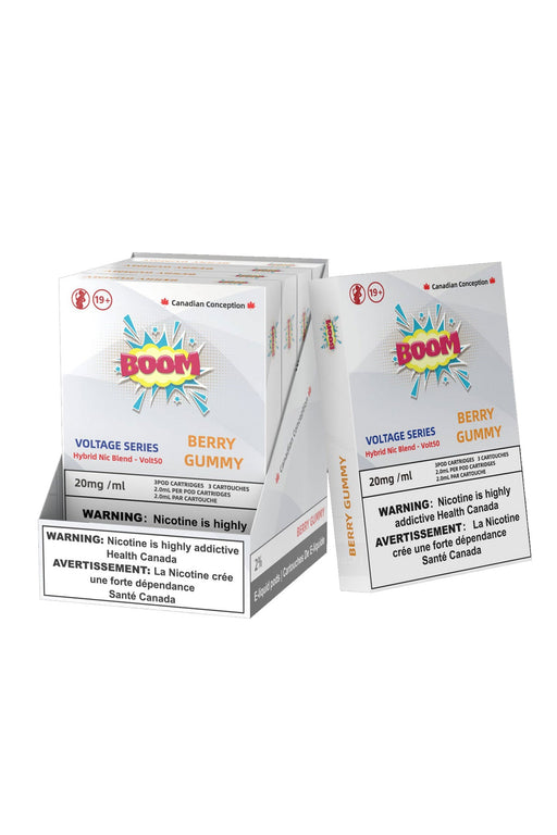 Boom Hybrid Nic Blend Pods 20mg (S Compatible) Box of 5 - Voltage Series-Berry Gummy - One Wholesale