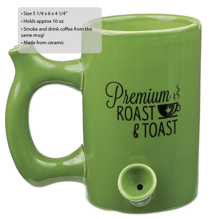 GREEN ROAST & TOAST PIPE MUG WITH BLACK PRINT Mug Pipe Roast and Toast Gifts