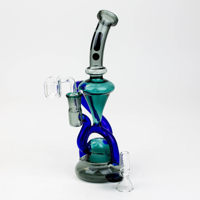 10" Infyniti Glass 2-in-1 recycler Glass Bong ONE Black-Teal