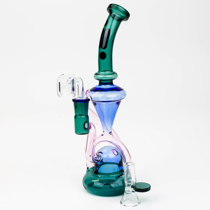 10" Infyniti Glass 2-in-1 recycler Glass Bong ONE Teal-Blue