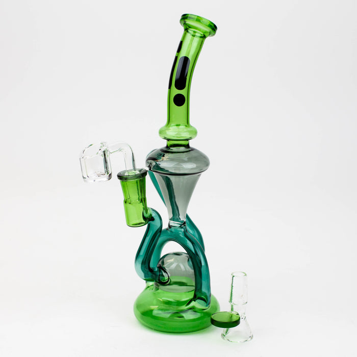 10" Infyniti Glass 2-in-1 recycler Glass Bong ONE Green-Black
