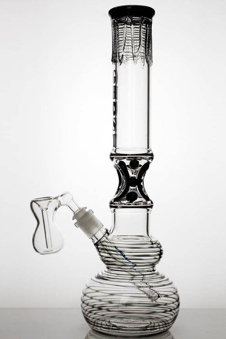 16" thumb holder ghost glass water bong-Black - One Wholesale