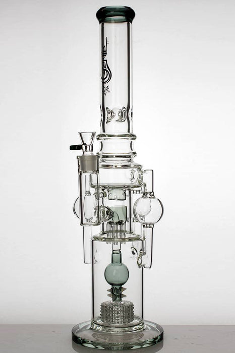 20" genie 3 chamber recycled water bong with barrel diffuser-Black - One Wholesale