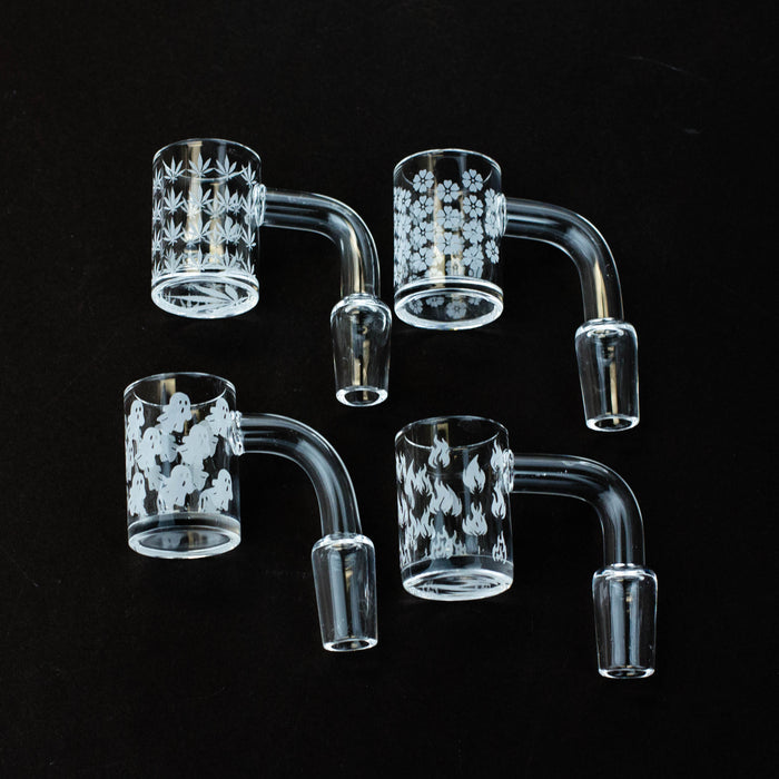 Flat top Original banger with sandblast graphic for 14 mm male joint Banger · Oil Burner ONE