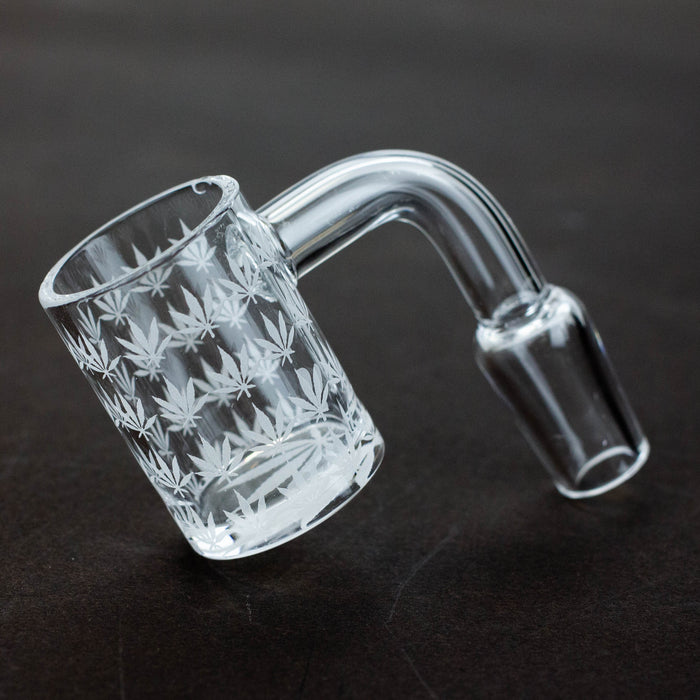 Flat top Original banger with sandblast graphic for 14 mm male joint Banger · Oil Burner ONE Leaf