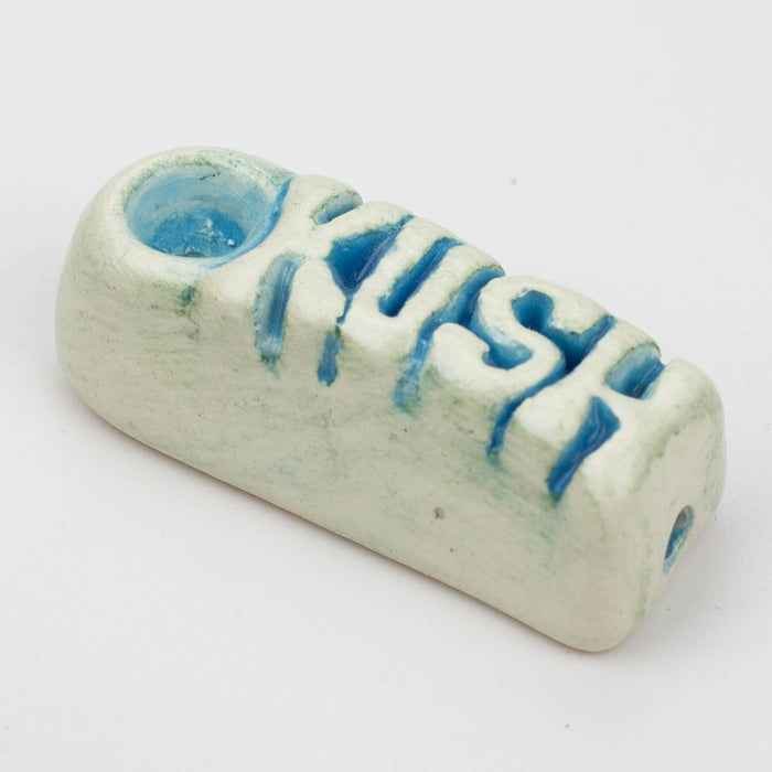 Handmade Ceramic Smoking Pipe [3D LETTERS] Quartz hand pipe Black Piranha Designs KUSH