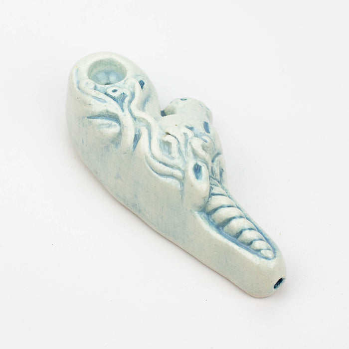 Handmade Ceramic Smoking Pipe [Unicorn] Ceramic Pipe Black Piranha Designs