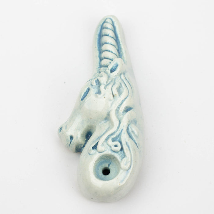 Handmade Ceramic Smoking Pipe [Unicorn] Ceramic Pipe Black Piranha Designs