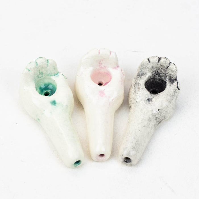 Handmade Ceramic Smoking Pipe [HAND] Ceramic Black Piranha Designs