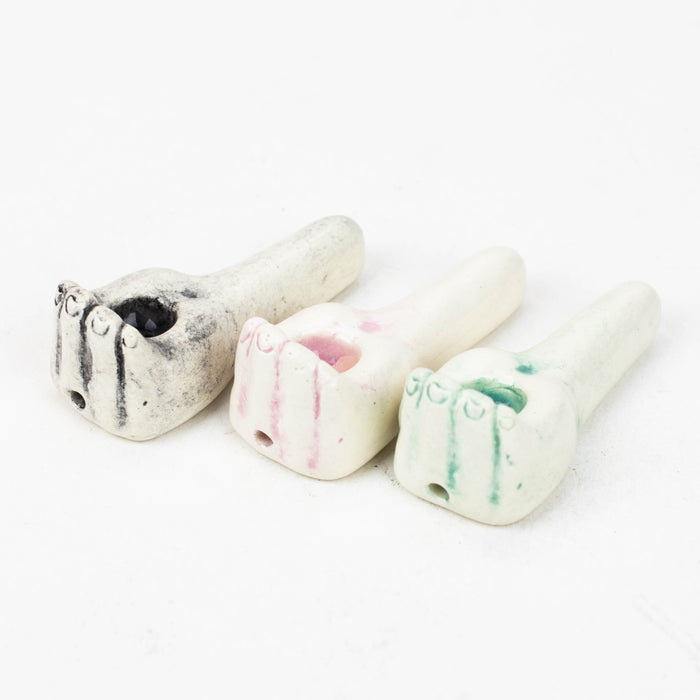 Handmade Ceramic Smoking Pipe [HAND] Ceramic Black Piranha Designs