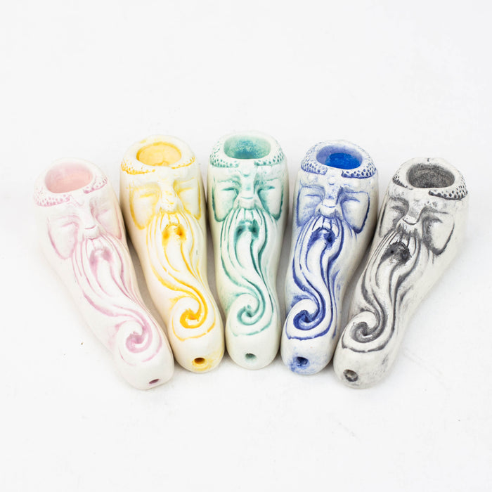 Handmade Ceramic Smoking Pipe [WIZARD/S] Ceramic Pipe Black Piranha Designs