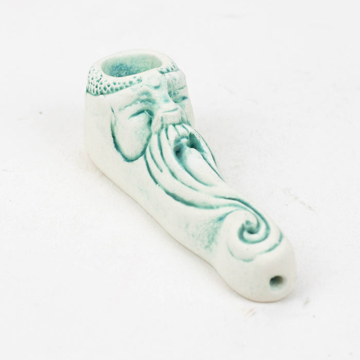 Handmade Ceramic Smoking Pipe [WIZARD/S] Ceramic Pipe Black Piranha Designs