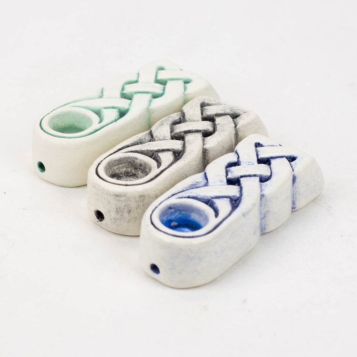 Handmade Ceramic Smoking Pipe [CELTIC] Quartz hand pipe Black Piranha Designs