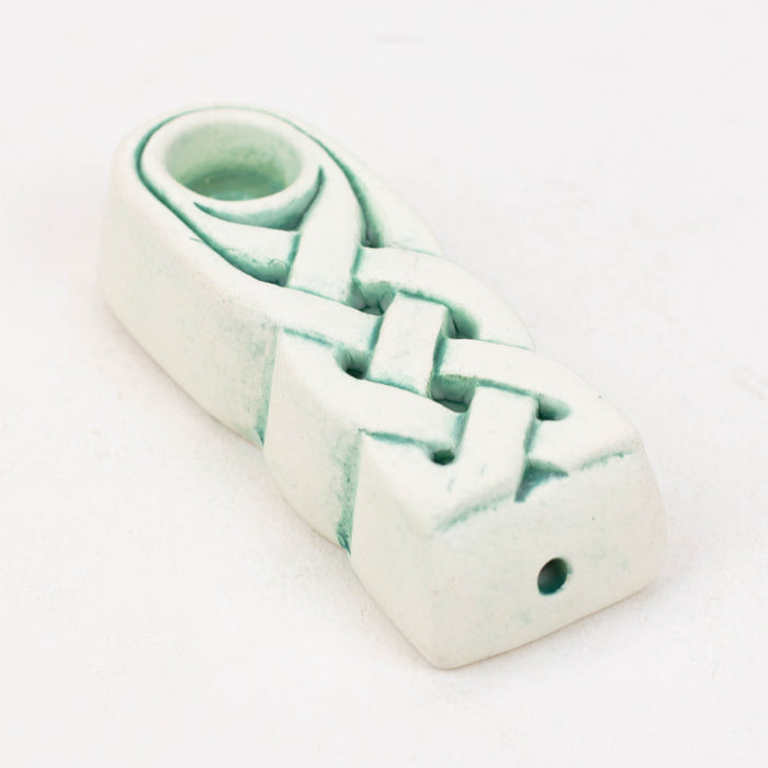Handmade Ceramic Smoking Pipe [CELTIC] Quartz hand pipe Black Piranha Designs