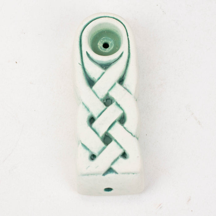 Handmade Ceramic Smoking Pipe [CELTIC] Quartz hand pipe Black Piranha Designs