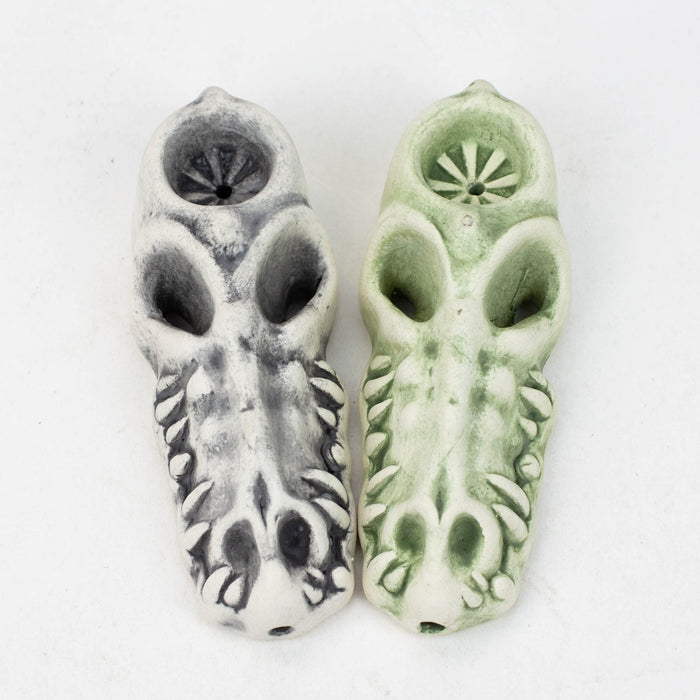 Handmade Ceramic Smoking Pipe [GATOR] Quartz hand pipe Black Piranha Designs