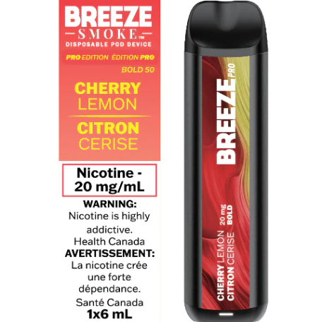 Breeze Pro S50 Disposable 20MG Box of 10 Federal Excise Tax ONE Cherry Lemon