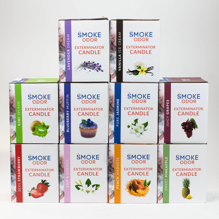 Smoke Odor Exterminator Candle 13 oz Display of 12 Assorted Scent