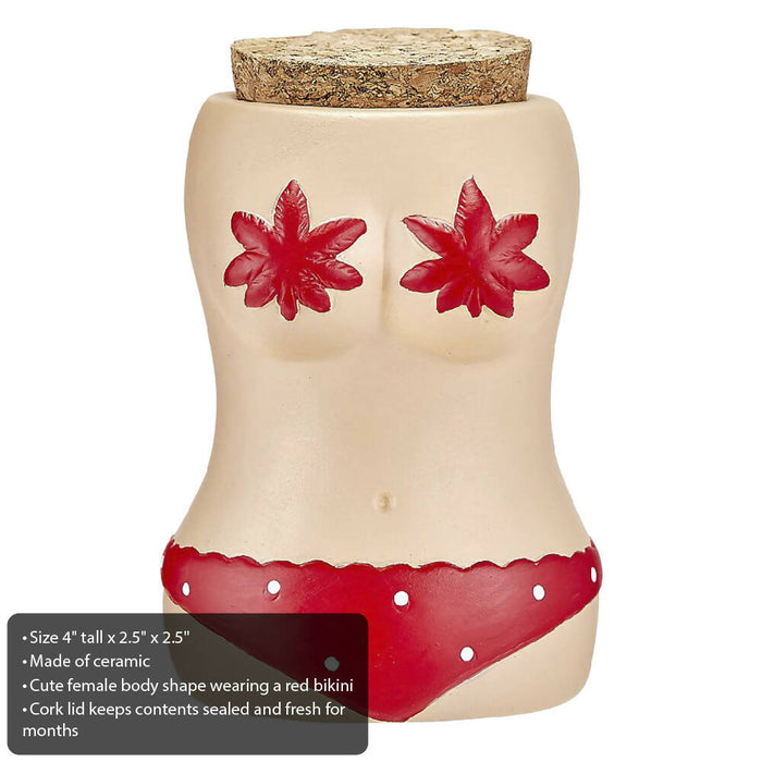 BIKINI STASH JAR W/ RED BIKINI Storage Roast and Toast Gifts