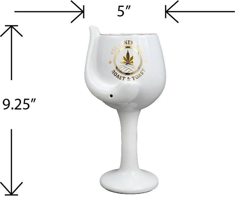 420 Vineyards - Roast & Toast Ceramic Wine Glass pipe Quartz hand pipe Roast and Toast Gifts