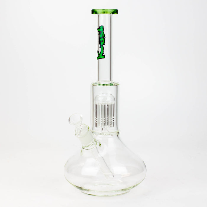 13" KUSH 8 tree-arm round base glass bong [H2]-Green - One Wholesale