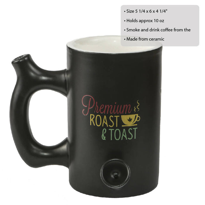 ROAST & TOAST PIPE MUG - SHINY BLACK WITH RASTA COLOR PRINT