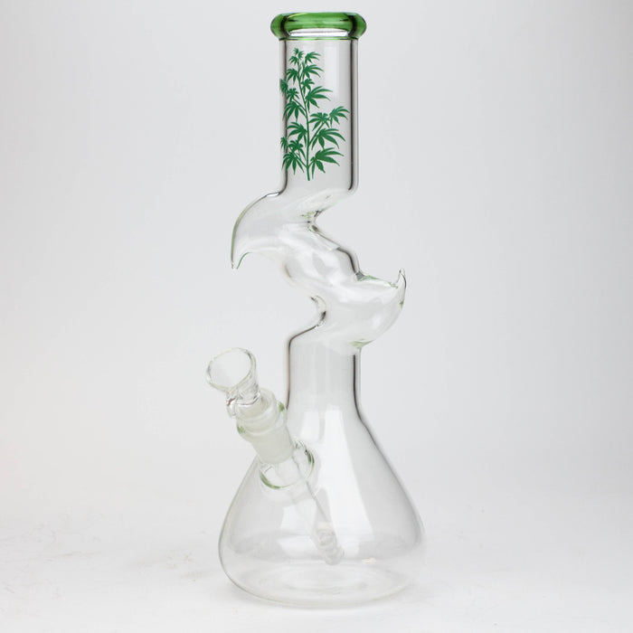 11.5" Zig-zag water bong Glass Bong ONE Green-Leaf
