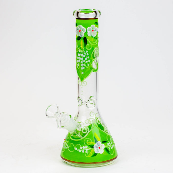 10" Glow in the dark Hand painted glass water bong