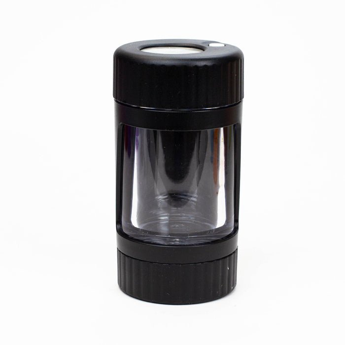 4-in-1 LED Magnify Jar with a grinder and one hitter Jar Purple Haze Smoke Inc Black
